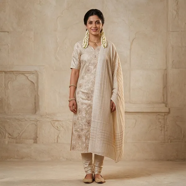 Cream_Floral_Print_Straight_Kurta_Set_For_Women