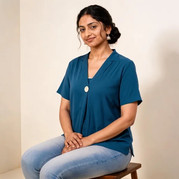 Blue_Regular_Fit_V-Neck_Top_For_Women