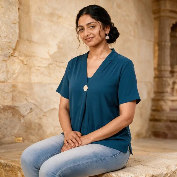 Blue_Regular_Fit_V-Neck_Top_For_Women