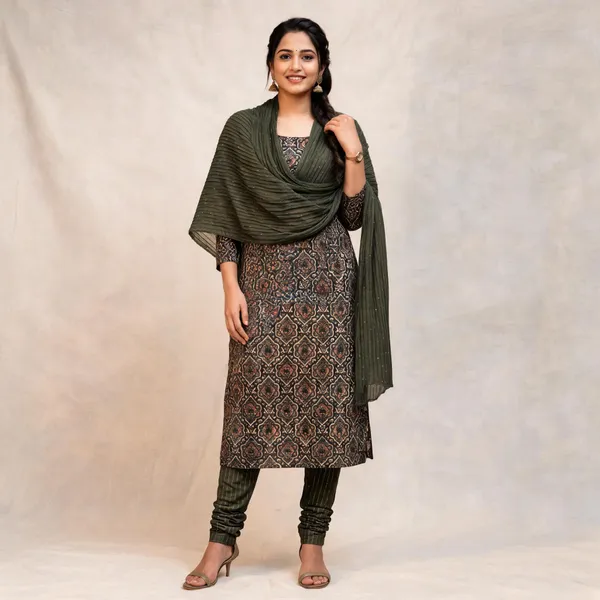 Green_Geometric_Print_Straight_Kurta_Pant_Dupatta_Set_For_Women