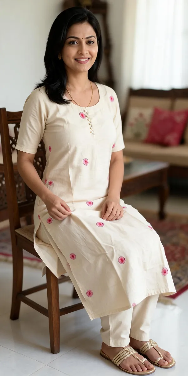 Cream_Floral_Print_Straight_Kurta_Pant_Set_For_Women