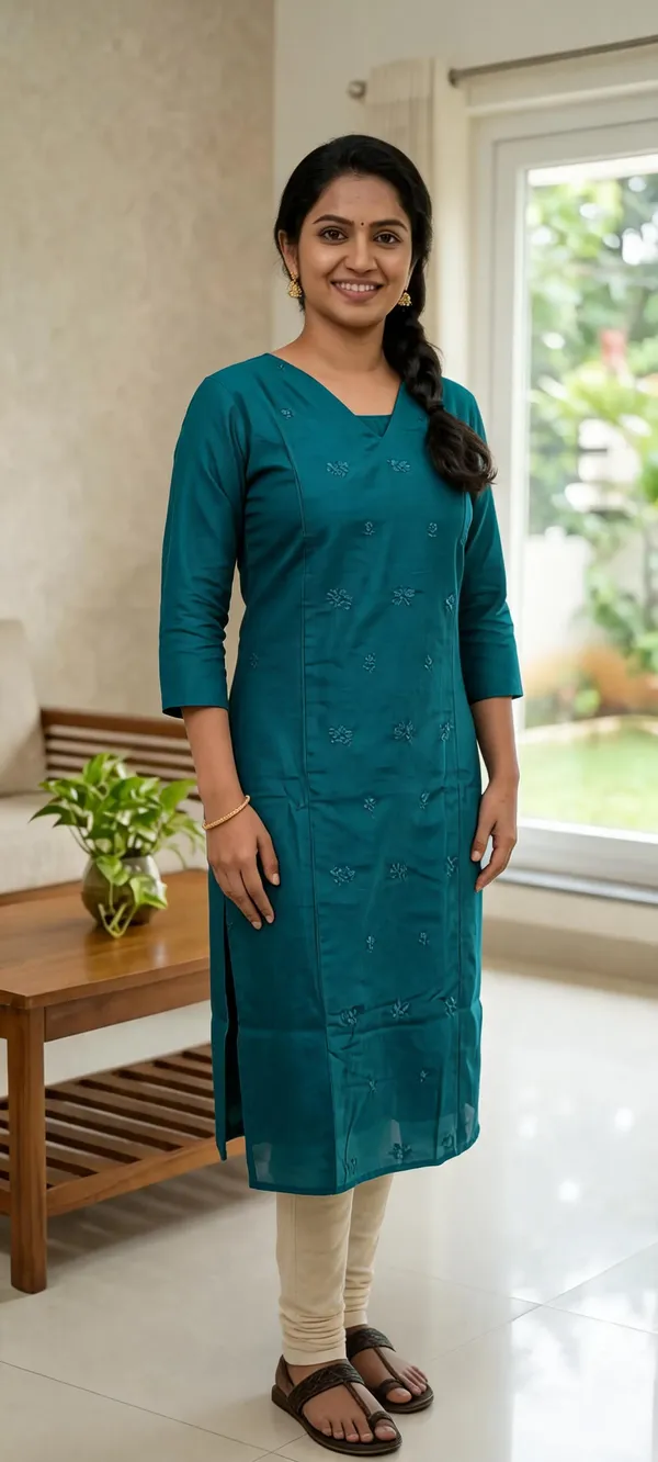 Teal_Embroidered_Straight_Kurta_For_Women