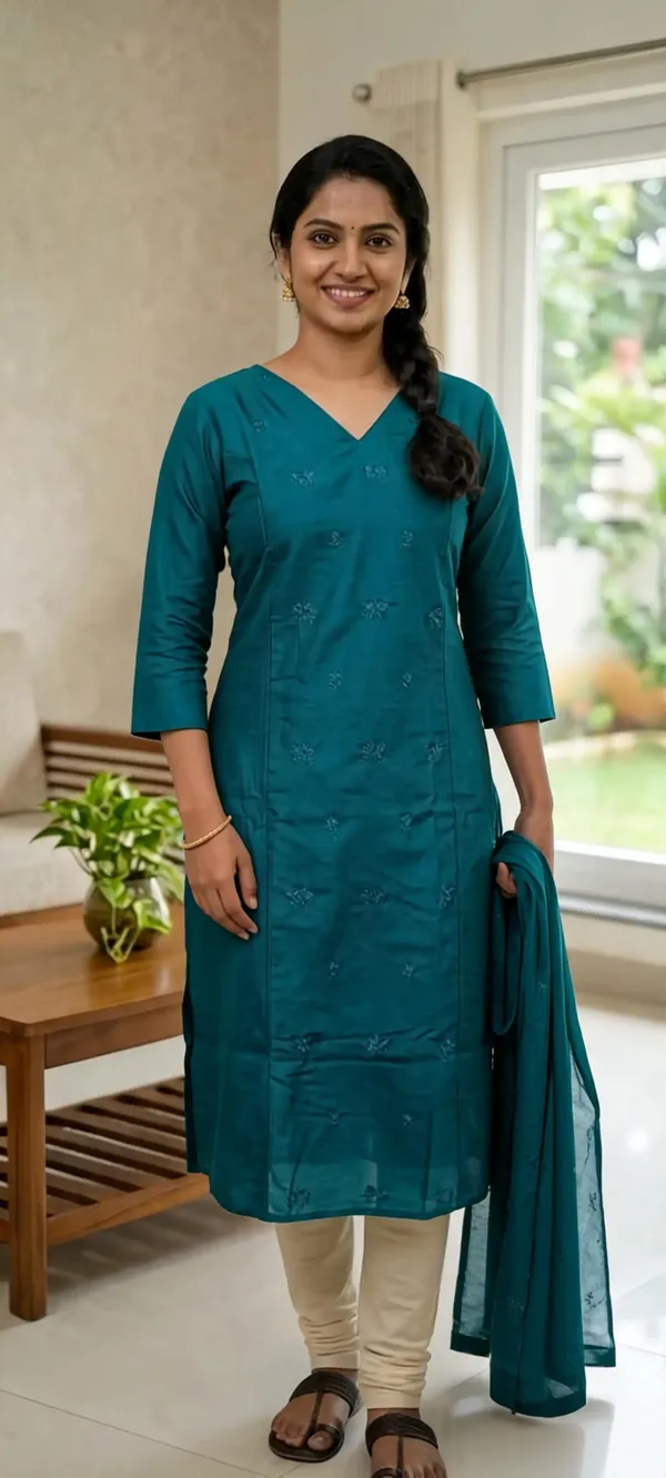 Teal_Embroidered_Straight_Kurta_For_Women