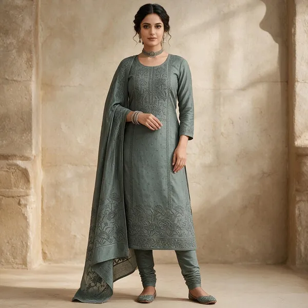 Green_Embroidered_Straight_Kurta_Set_For_Women