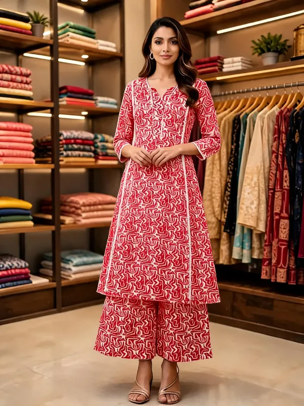 Red_Printed_Flared_Kurta_Palazzo_Set_For_Women