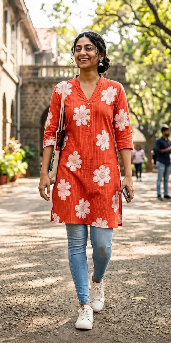 Orange_Floral_Print_Straight_Kurta_For_Women