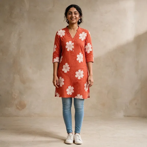 Orange_Floral_Print_Straight_Kurta_For_Women