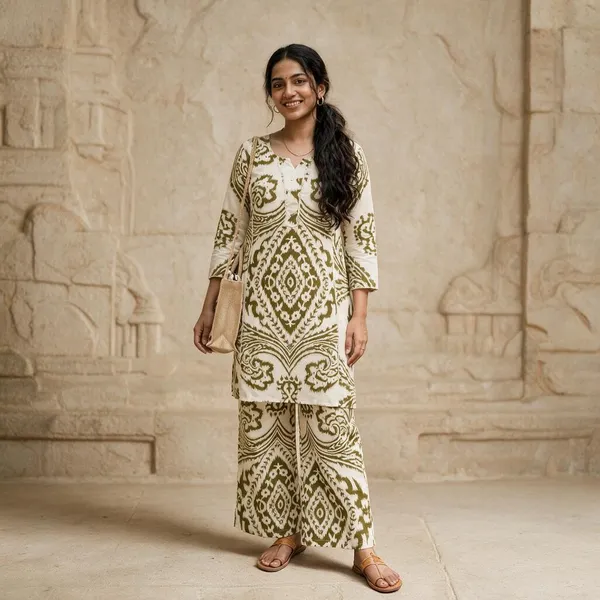 Cream_Printed_Straight_Kurta_Set_For_Women