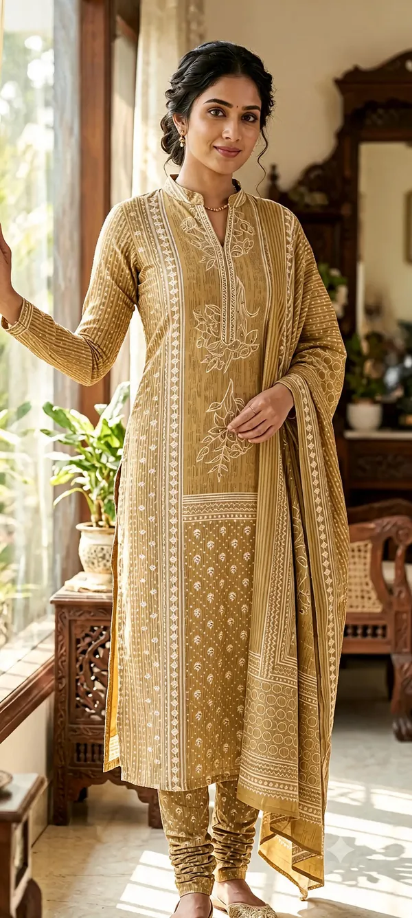 Mustard_Embroidered_Straight_Kurta_Set_For_Women