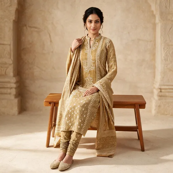 Mustard_Embroidered_Straight_Kurta_Set_For_Women