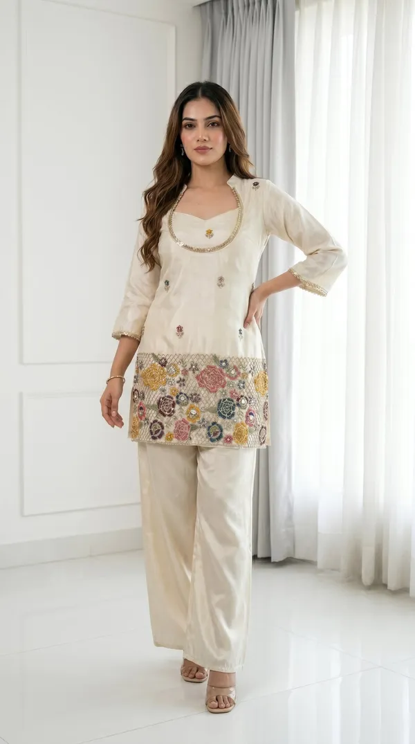 Ivory_Cream_Embroidered_Kurta_Set_With_Bustier_Palazzo_For_Women_Festive_Ethnic_Wear