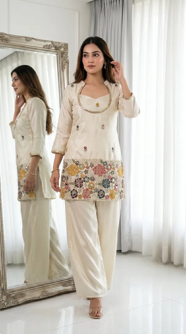 Ivory_Cream_Embroidered_Kurta_Set_With_Bustier_Palazzo_For_Women_Festive_Ethnic_Wear