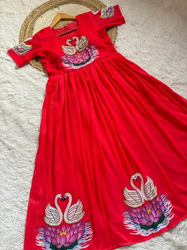 Radiant_Red_Muslin_Gown_With_Artisanal_Swan_Khatli_Hand_Work