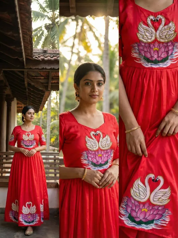 Radiant_Red_Muslin_Gown_With_Artisanal_Swan_Khatli_Hand_Work