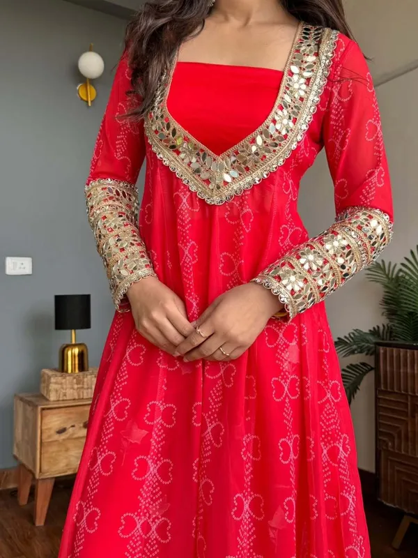 Red_Radiance_Georgette_Kurti_Set_With_Mirror_Work_3_Piece_Festive_Wear