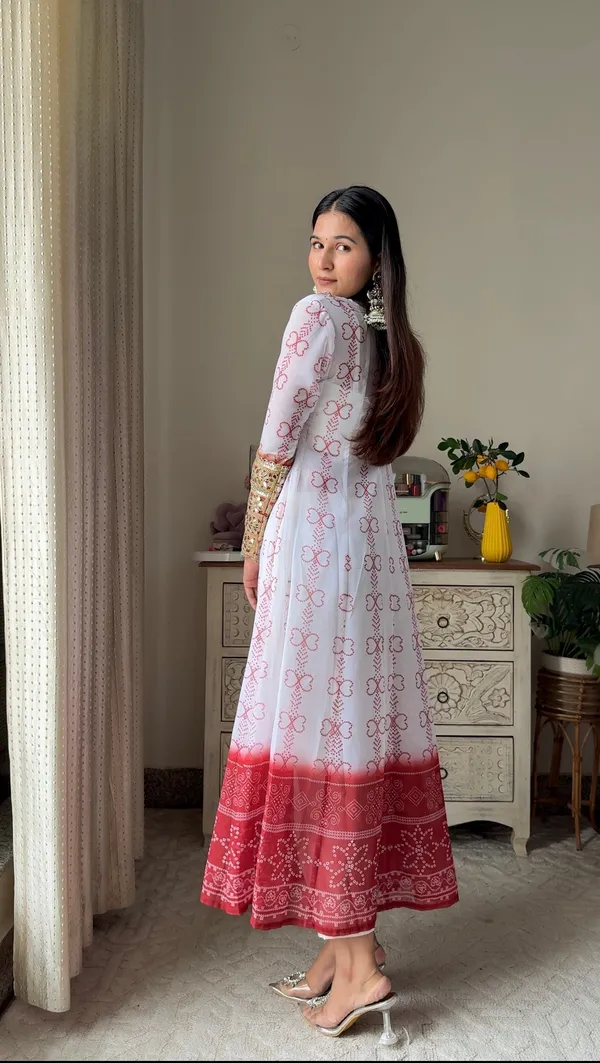 White_Red_Faux_Georgette_Kurti_Set_With_Mirror_Work_3_Piece_Festive_Wear