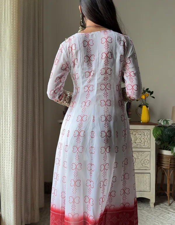 White_Red_Faux_Georgette_Kurti_Set_With_Mirror_Work_3_Piece_Festive_Wear