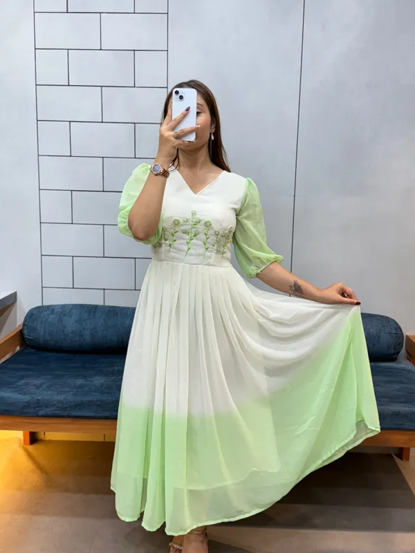 Pista_Green_Georgette_Maxi_Dress_Handcrafted_Beads_Kardana_Comfortable_Cotton_Lining