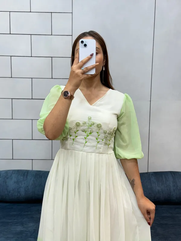 Pista_Green_Georgette_Maxi_Dress_Handcrafted_Beads_Kardana_Comfortable_Cotton_Lining