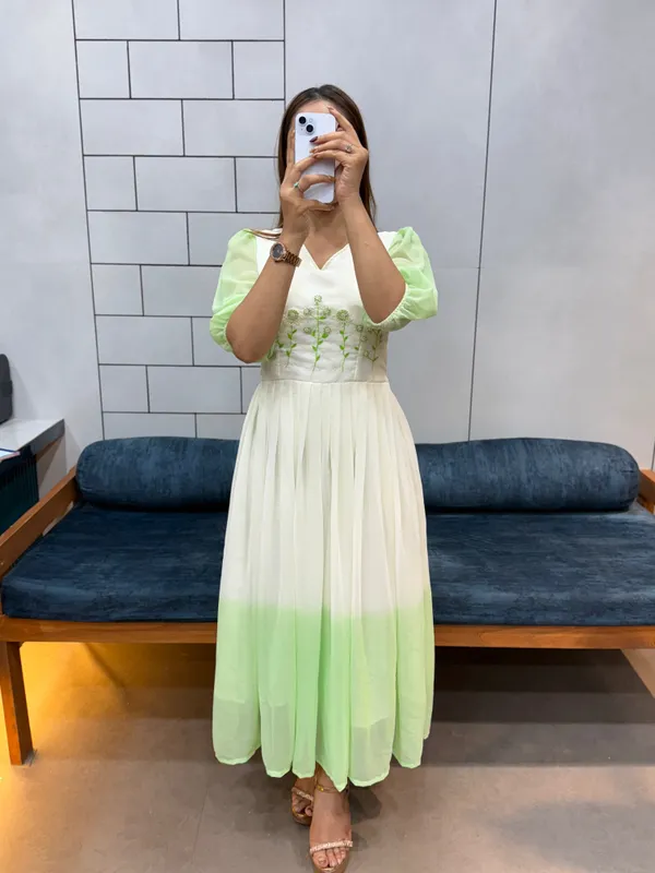 Pista_Green_Georgette_Maxi_Dress_Handcrafted_Beads_Kardana_Comfortable_Cotton_Lining