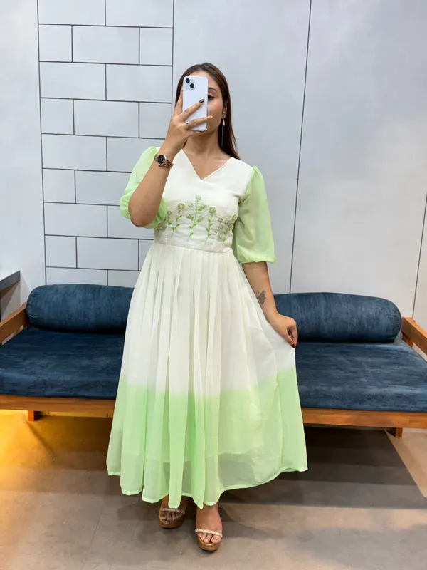 Pista_Green_Georgette_Maxi_Dress_Handcrafted_Beads_Kardana_Comfortable_Cotton_Lining