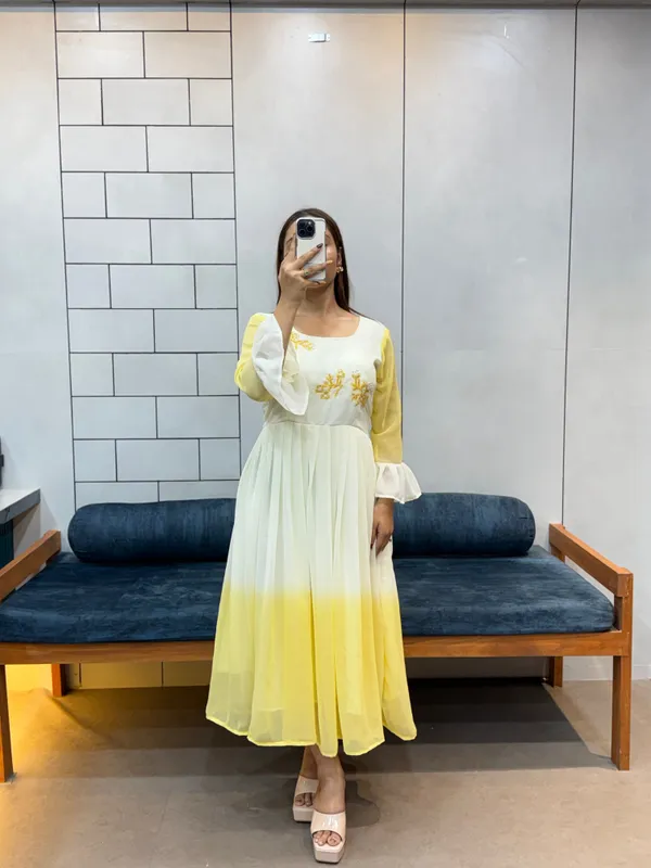 Sunshine_Yellow_Georgette_Maxi_Dress_Handcrafted_Beads_Kardana_Comfortable_Cotton_Inner