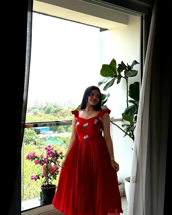 Red_Vichitra_Silk_Hand_Work_Maxi_Dress_With_Beads_Kardana_Embroidery_Ethnic_Party_Wear_Gown