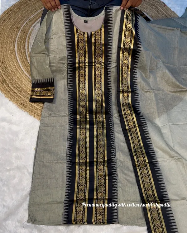 Pure_Kanchi_Cotton_Kurti_With_Dupatta_Gray