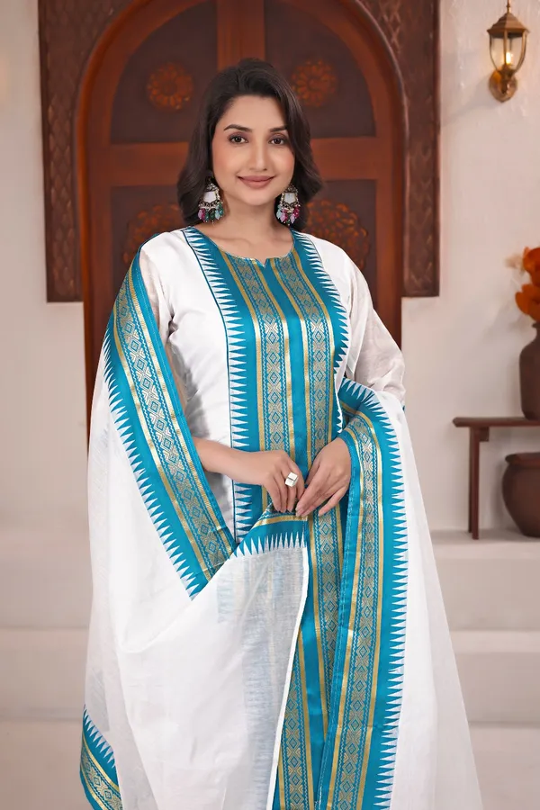 Pure_Kanchi_Cotton_Kurti_With_Dupatta_White