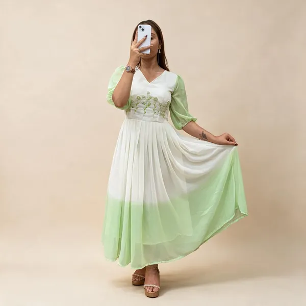 Pista_Green_Georgette_Maxi_Dress_Handcrafted_Beads_Kardana_Comfortable_Cotton_Lining