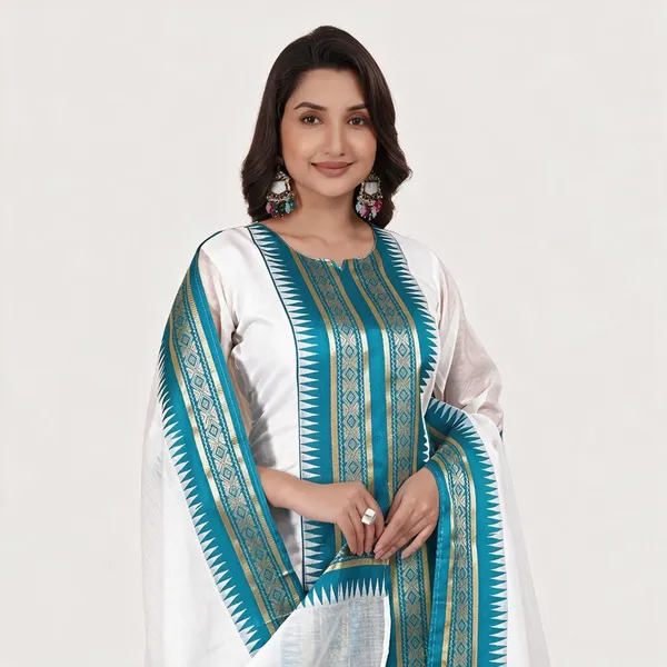 Pure_Kanchi_Cotton_Kurti_With_Dupatta_White
