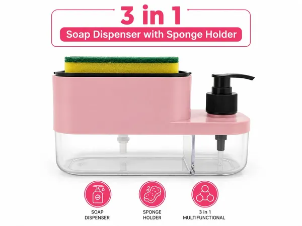 3_In_1_Soap_Dispenser_With_Sponge_Holder_Kitchen_Sink_Organiser_Pink