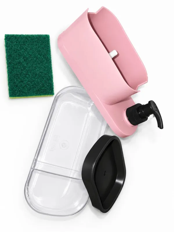 3_In_1_Soap_Dispenser_With_Sponge_Holder_Kitchen_Sink_Organiser_Pink