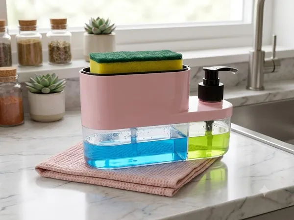 3_In_1_Soap_Dispenser_With_Sponge_Holder_Kitchen_Sink_Organiser_Pink