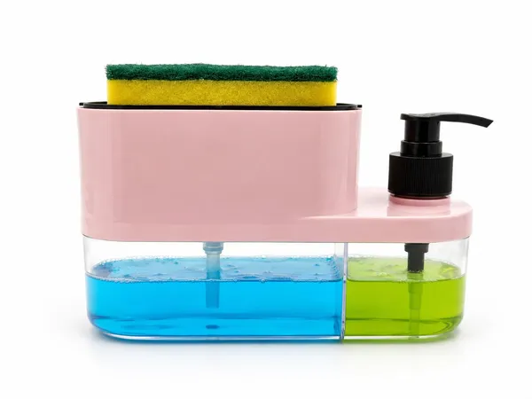 3_In_1_Soap_Dispenser_With_Sponge_Holder_Kitchen_Sink_Organiser_Pink