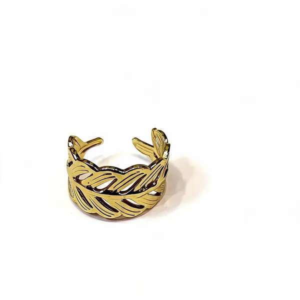 Gold_Anti_Tarnish_Layered_Leaf_Open_Cuff_Bracelet_For_Women