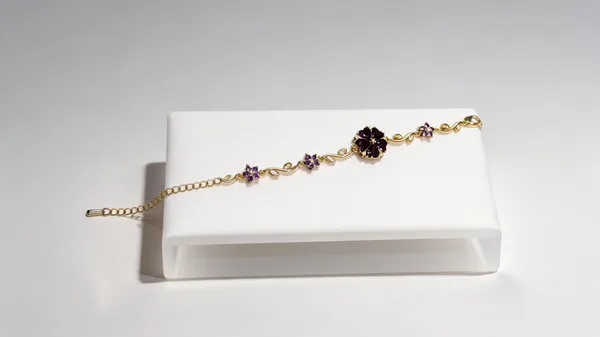 Gold_Purple_Stone_Anti_Tarnish_Floral_Charm_Chain_Bracelet_For_Women