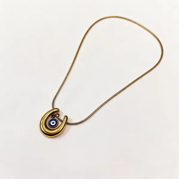 Gold_Tone_Horseshoe_Evil_Eye_Pendant_Necklace_For_Women