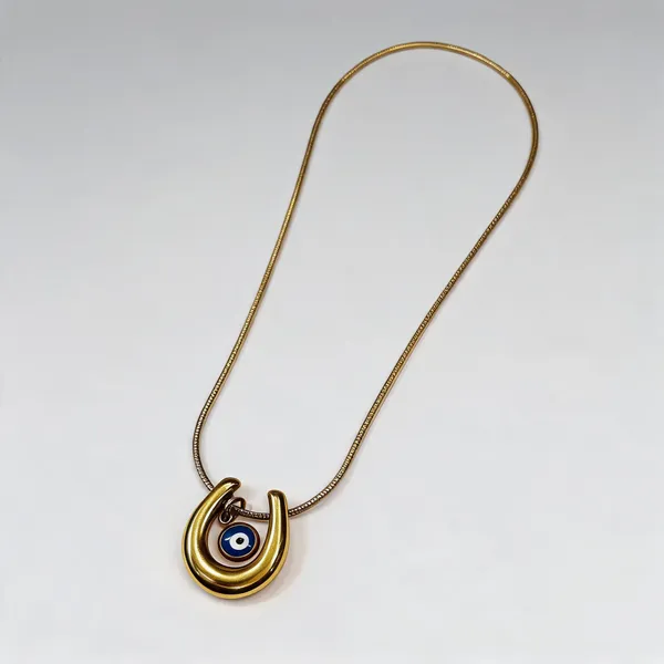 Gold_Tone_Horseshoe_Evil_Eye_Pendant_Necklace_For_Women