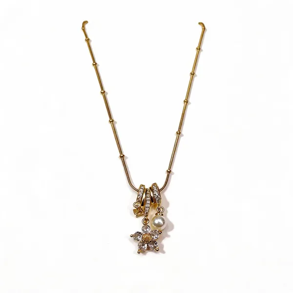 Gold_Stainless_Steel_Crystal_Pearl_Charm_Pendant_Necklace_For_Women