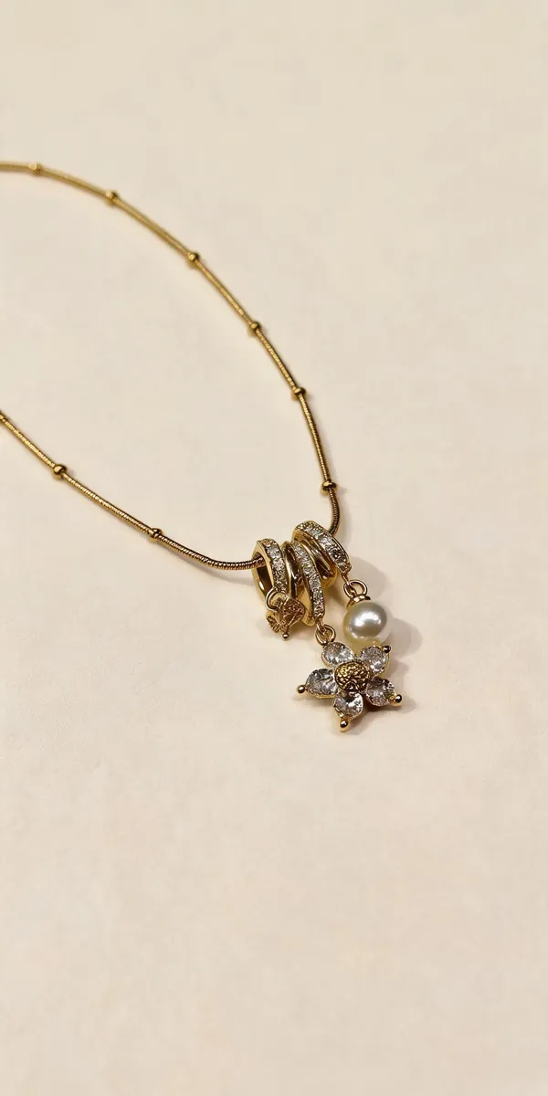 Gold_Stainless_Steel_Crystal_Pearl_Charm_Pendant_Necklace_For_Women