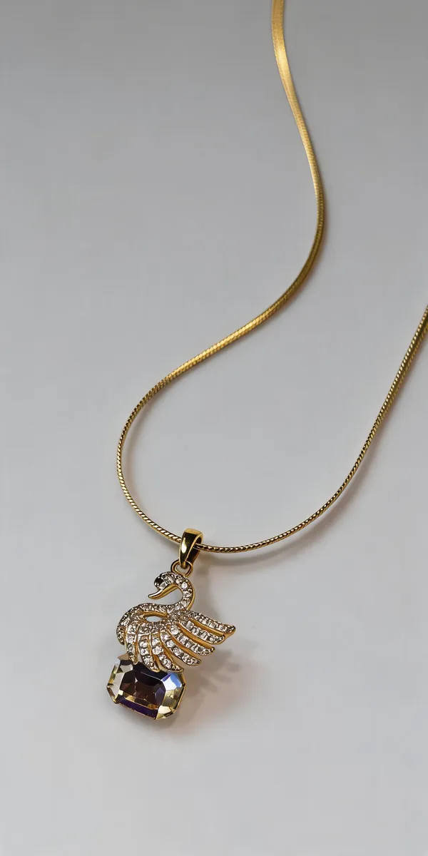 Gold_Stainless_Steel_Swan_Stone_Pendant_Necklace_For_Women