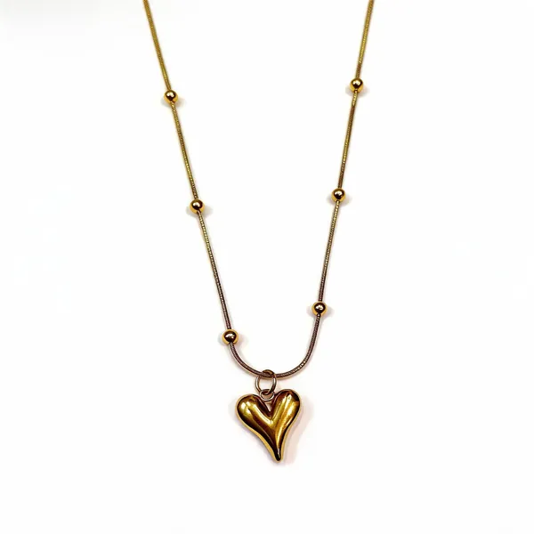 Gold_Tone_Beaded_Chain_Heart_Pendant_Necklace_For_Women