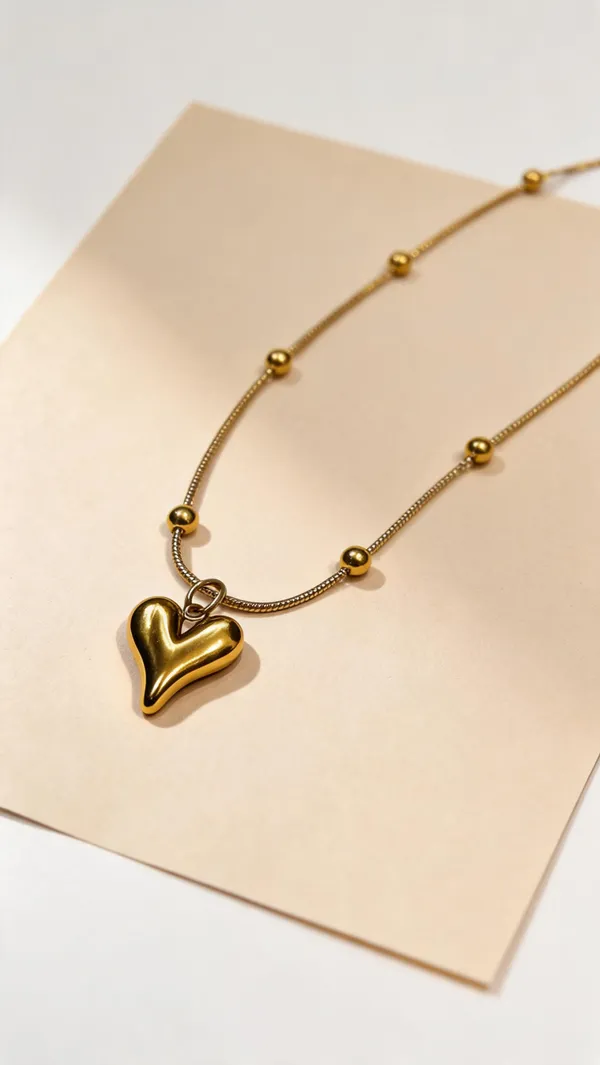Gold_Tone_Beaded_Chain_Heart_Pendant_Necklace_For_Women