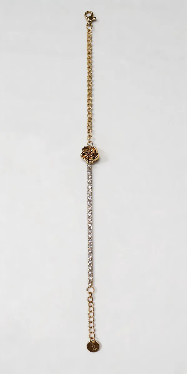Gold_Anti_Tarnish_Rhinestone_Rose_Charm_Chain_Bracelet_For_Women