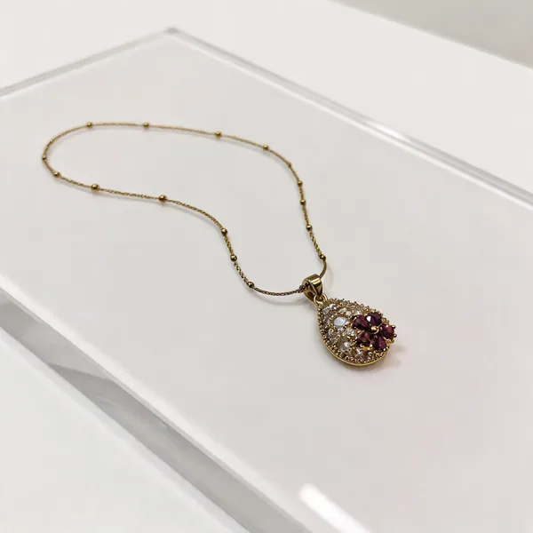 Purple_Stainless_Steel_Teardrop_Stone_Pendant_Necklace_For_Women