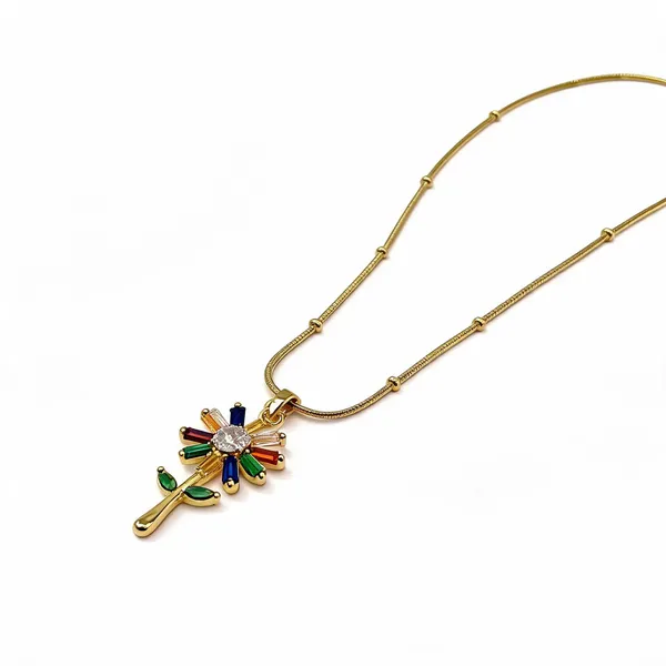 Multicolour_Stainless_Steel_Floral_Pendant_Necklace_For_Women