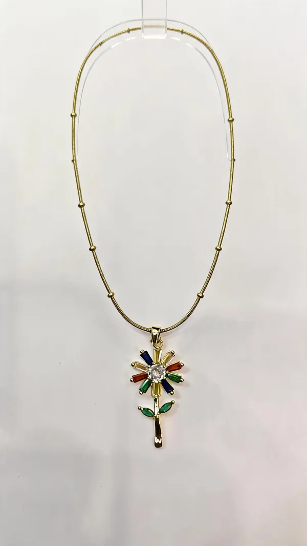 Multicolour_Stainless_Steel_Floral_Pendant_Necklace_For_Women