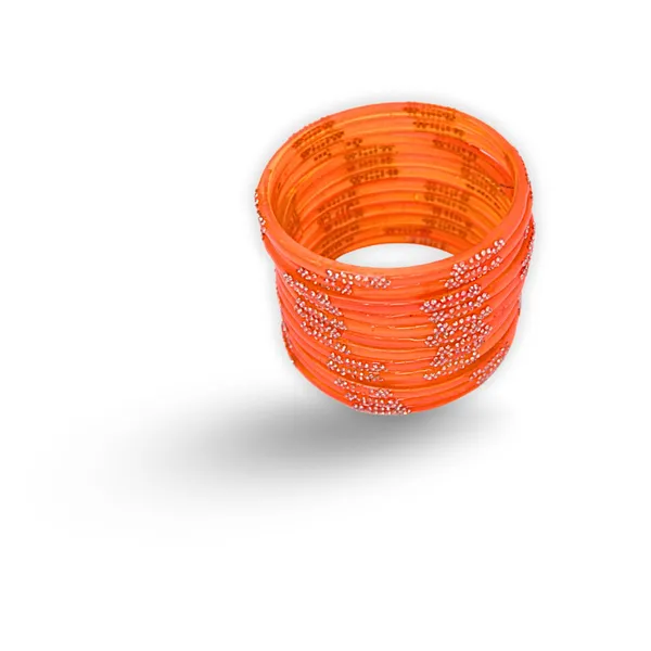 Orange_Glass_Pearl_Shine_Bangles_For_Women