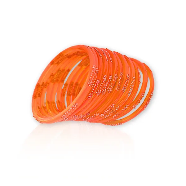 Orange_Glass_Pearl_Shine_Bangles_For_Women